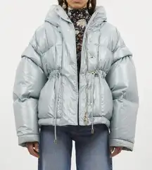 Ulla Johnson Rhodes Hooded Down Puffer Coat‎ Jacket Agave Blue Size Large