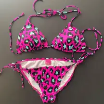 Billabong Bikini Set Cheetah Print (Size L Top) (Size M Bottoms)