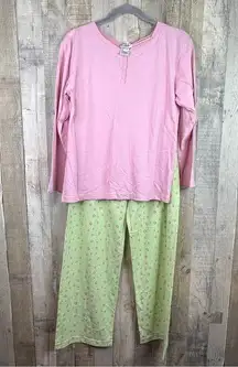 Vanity Fair Vintage PJ Set Top 3/4 Sleeves 4-Button Crewneck & Long Slee…