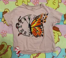 On fire peach butterfly graphic crop top