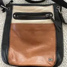 Black, Brown, and Off White Leather  Shoulder Bag