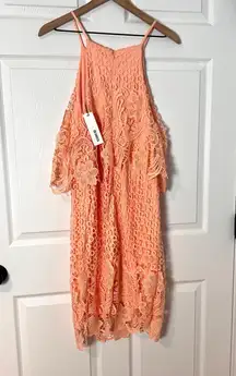 NWT  Pink Coral Peach Lace Dress