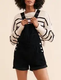 Free People We The Free Ziggy Corduroy Shortalls Overalls in Black - L