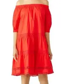 NWT Broom Street X Kate Spade Poplin Off Shoulder Dress Cherry Pepper Size XXL