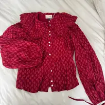 Babydoll Red Ruffled Women's Top