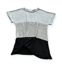 🔃Yidarton Gray And Black Front Twist Short Sleeve Shirt