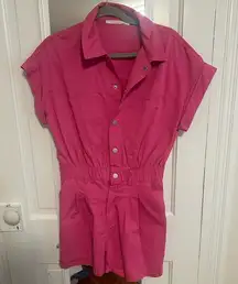 Pink button down romper