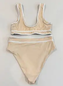 Stone Fox Women's Bikini Dahlia Juniper Bathing Suit in Tan Cream Small‎ Medium