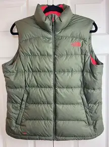 The North Face  Women's Nuptse 2 II 700 Goose Down Olive Green Puffer Vest Medium