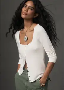 NWT Anthropologie Maeve Square Neck Button Front Cardigan Top