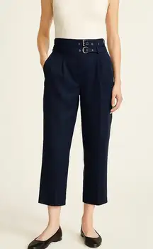 ASOS Women’s dress cropped wide leg pants trousers double belt black Sz 12