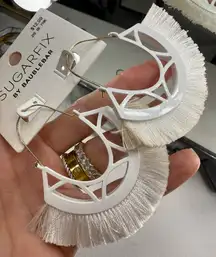 🤍Sugarfix White Fringe Large Earrings🤍