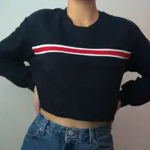 dark blue striped sweater