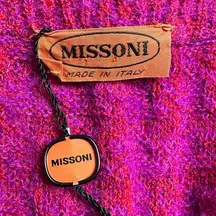 Missoni  Vintage Red and Pink Houndstooth Mohair Knit Dress Made in Italy