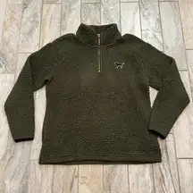 Victoria's Secret Pink women's XS Oversized green thick warm Sherpa pullover