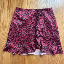 Hutch Desiree Red and Black Animal Print Ruffle Skirt Size Medium