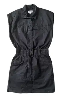 Pistola Rosie Smocked Solid Black Short Sleeve Utility Mini Dress Size Small