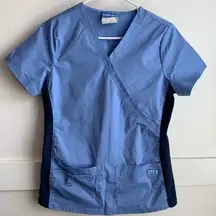 UA Butter-Soft Stretch Two Toned Blue Scrub Top