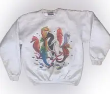 Vintage Seahorse Aquarium Pullover Sweatshirt Crew Dolphin Shirt Co 80s 90s Med