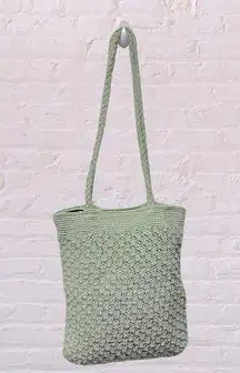 Bohemian Beachy Mint sea foam green crochet shoulder bag Small medium tote bag