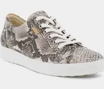{6/6.5} ECCO Soft 7 LimestoneBlack Faux Snakeskin Look Sneaker