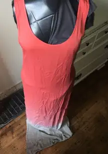 La Blanca double dip coral & gray beachy maxi dress