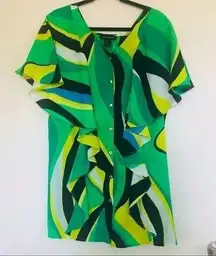 Ashley Stewart Ruffle Short Sleeve Blouse- Size 12