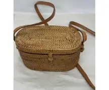 COPY - Two Cranes New Oval Vintage Straw Cross Body  Purse Handbag NWOT