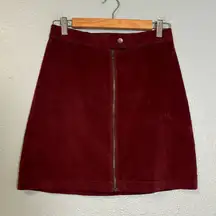 Madewell Women’s Studio Zip Velvet Burgundy Red Mini Skirt