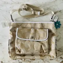 COACH Daisy Light Khaki White Signature Logo File Crossbody Bag