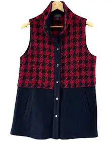 NTCO Nomadic Traders Sweater Vest Women Medium Red Black Plaid Wool  Pockets