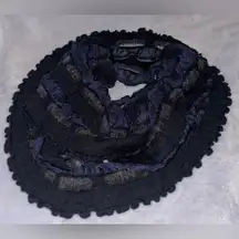 Indies France Black/Blue Ruffle Crinkle Scarf or Sash Foulard