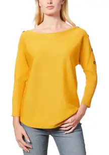 Melissa‎ Paige Button-Sleeve Boat-Neck Sweater size M