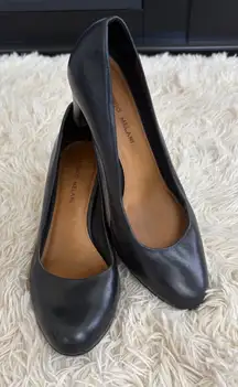 Antonio Melani Black Leather Pointed Toe Heel Pumps Career Work Shoes 8.5