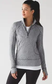 Lululemon Rush Hour 1/2 Zip Luon Spray Jacquard White Black Pullover size 8 Run