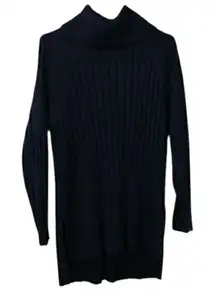 Sanctuary Black Ribbed Longline Tunic Sweater Mini Dress Pullover Turtleneck Med