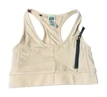 Gymshark Small Light Pink Sport Bra Front Zip‎ Pocket Detail CP