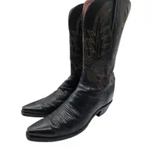 Lucchese 1883 Savannah Black Mad Dog Goat Leather Snip Toe Western Boots Size 10