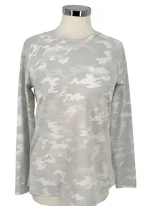 Spanx Better Base Crew Womens Long Sleeve Camo Print Top Size Large