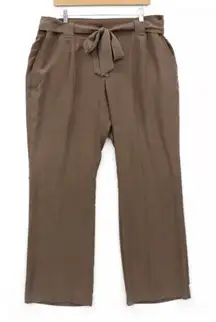 Talbots Heritage Silk Wide-Leg Paperbag Pants Brown Belted Size 10 NWT