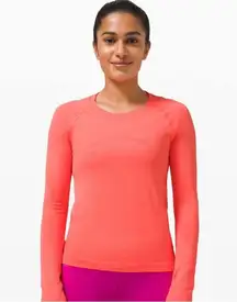 Lululemon Swiftly Tech Long Sleeve Shirt 2.0 Race Length neon orange 6