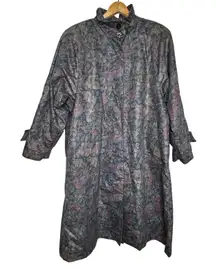London Fog VTG Floral Trench Coat Women's  Button Front Outerwear