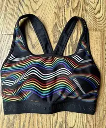 Under Armour Women's Size Medium Cross Back Rainbow Black Pride Sports Bra EUC