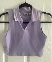 Sun Deh Aritzia Womens XS Purple Collared‎ Cropped Polo Tennis Core Preppy