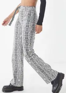 I.AM.GIA Shiraz Snake Print Pants Black White High Waisted Belted Womens Size XS