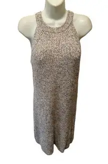 High Neck Sweater Tank Dress Sz M Heather Gray Sleeveless 100% Cotton