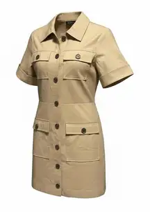 J.Crew Gamine Shirtdress Size 6 NWOT Light Khaki Stretch Twill Utility Safari