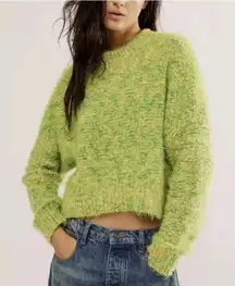 Free People Women's Stardust Pullover Lemon Lime Green Combo S