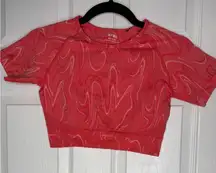 AYBL‎ Coral Marbled Short Sleeve Crop Workout Top Size Small