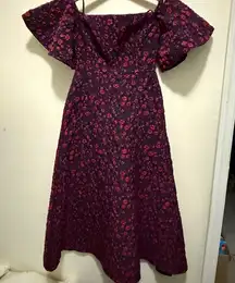 Jill Jill Stuart Jacquard Floral Jacquard Off Shoulder Dress Red Violet